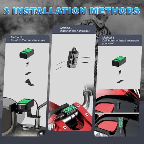Vista 5 de YONHAN Cargador de teléfono USB para motocicleta de 4.8 A, adaptador SAE a USB con voltímetro e interruptor de encendido/apagado, carga rápida
