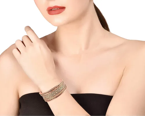Vista 2 de Touchstone Pulsera de cobre curativo con imán hecho a mano para mujer y hombre Cobre y latón Sin gemas