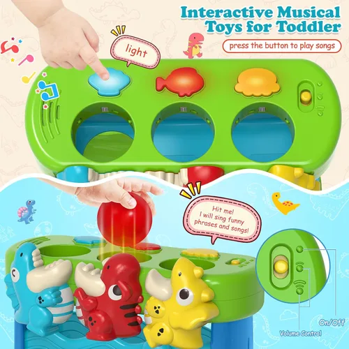 Vista 3 de AuroTops Juguetes para niños pequeños de 1, 2, 3 años, niños y niñas, juguete musical para niños de 12 a 18 meses, juguetes Montessori interactivos