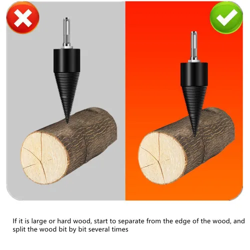 Vista 2 de Broca de madera pesada, divisor de leña en U, rosca antideslizante, tornillo en U, tornillo de división de cono, destornillador de cono de madera