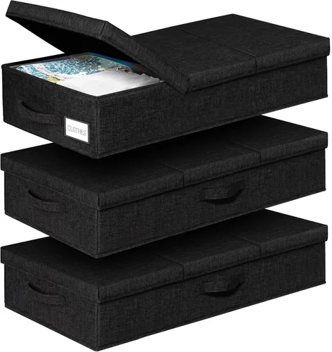 Vista 7 de Caja grande de conservación para vestidos de novia, paquete de 2 recipientes de almacenamiento debajo de la cama con tapas y asas, se adapta a