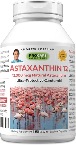 Vista 10 de ANDREW LESSMAN Astaxantina 12 mg - 120 cápsulas blandas - 12000 mcg de astaxantina natural, potente carotenoide antioxidante. Protección para ojos