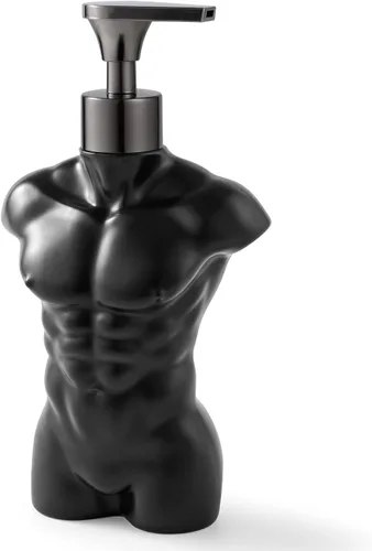 Vista 8 de Dispensador de jabón de cerámica, dispensador de líquido de loción de manos, recargable para decoración de cocina y baño (negro)