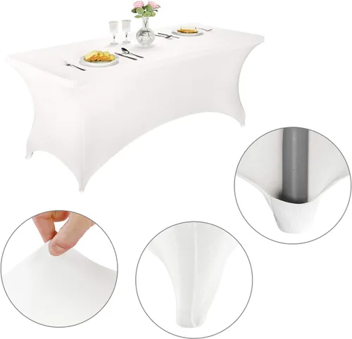 Vista 3 de LZY Cubierta de Mesa Elástica Ajustable de Spandex para Mesa Plegable de 6 pies o 4 pies o 8 pies, Mantel Rectangular de Cóctel, Perfecto
