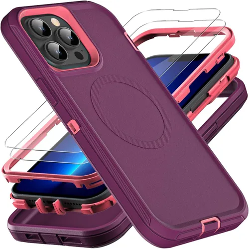 Vista 13 de YKHJKLEC para iPhone 13 Pro Max, funda militar grado 3 en 1 resistente a golpes/caídas/polvo con 2 piezas de protector de pantalla de vidrio