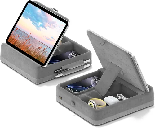Vista 10 de KDD - Soporte de almohada para tableta con almacenamiento, soporte plegable para iPad para regazo, escritorio y cama, base de almohadilla suave