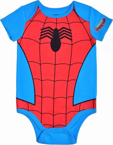 Vista 2 de Marvel Spiderman Boys Bodysuit Costume and Cap Set for Newborn and Infant BlueRed