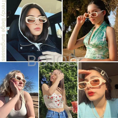 Vista 2 de BOJOD Gafas de sol rectangulares para mujer, gafas de sol retro a la moda, protección UV 400, gafas de marco cuadrado