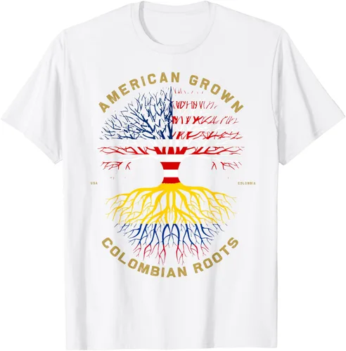 Vista 91 de Camiseta de regalo con la bandera de Estados Unidos con árbol de raíces colombianas