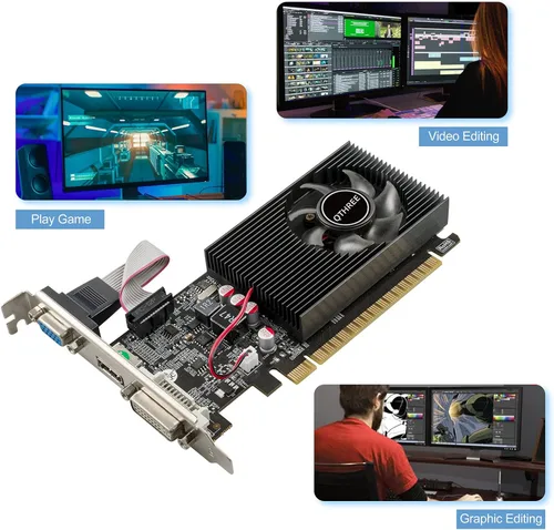 Vista 12 de QTHREE NVIDIA GT 730 - Tarjeta gráfica de 4 GB, DDR3, 128 bits, tarjeta de video para PC, PCI Express x16, DVI-I, HDMI, VGA, GPU de computadora