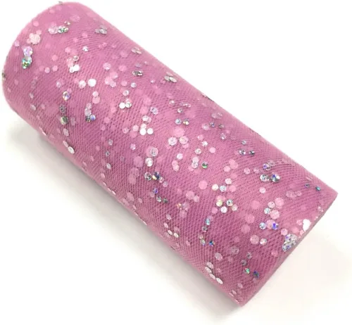 Vista 20 de Rollo de tul con lentejuelas con purpurina, decoración de boda, suministros de organza para fiestas de cumpleaños, carrete de tela, vestido tutú