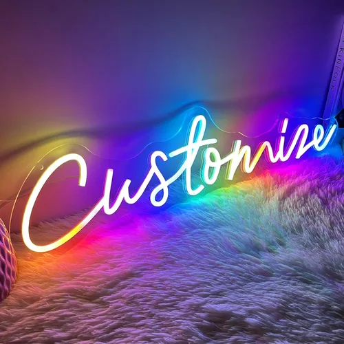 Vista 11 de Letrero de neón personalizado para decoración de pared, luces LED de neón Color personalizable