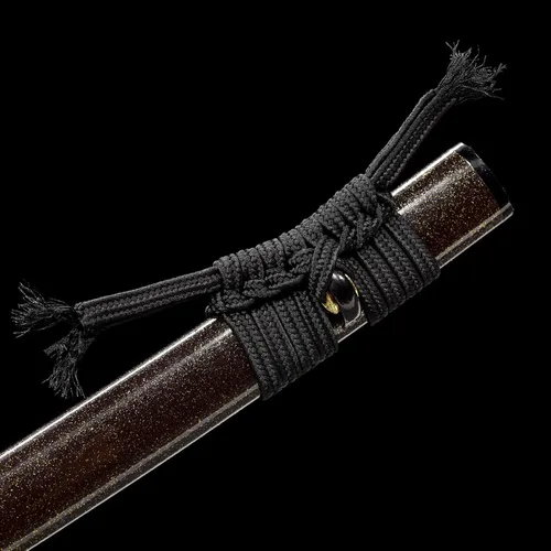 Vista 8 de Espada Katana real hecha a mano, espada samurái japonesa auténtica espiga completa muy afilada, acero de alto carbono 1060, 41 pulgadas, negro