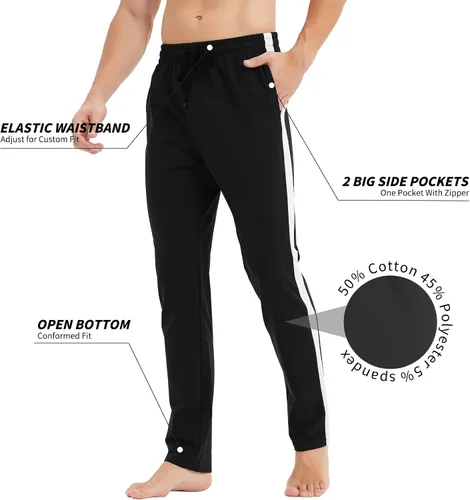 Vista 4 de Idtswch Pantalones deportivos altos a rayas para hombre, 34363840, con bolsillos