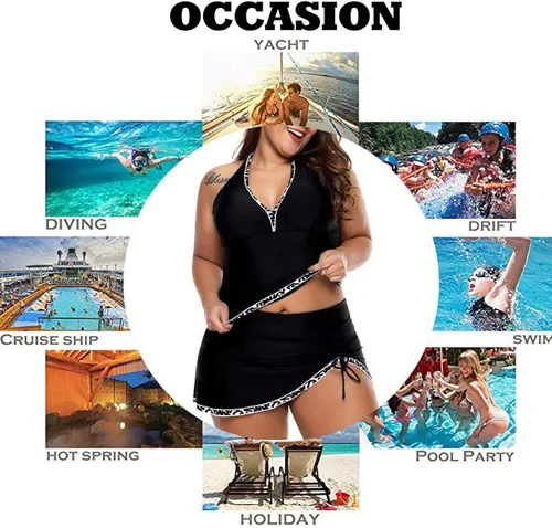 Vista 6 de KEASUZY - Traje de baño para mujer, tankini estilo halter, conjunto de traje de baño