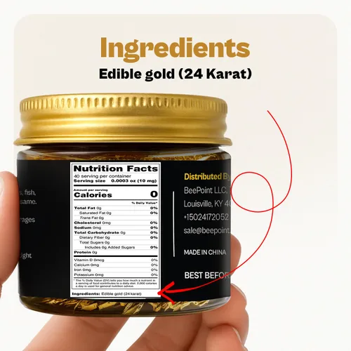 Vista 4 de BeePoint - Copos de oro comestible de 24 quilates, 400 mg, acabado de lujo para postres Espolvorea o coloca sobre pasteles, chocolates, cócteles