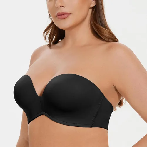 Vista 5 de MELENECA Brasier sin varillas para mujer, ligeramente acolchado, con soporte antideslizante, sin tirantes