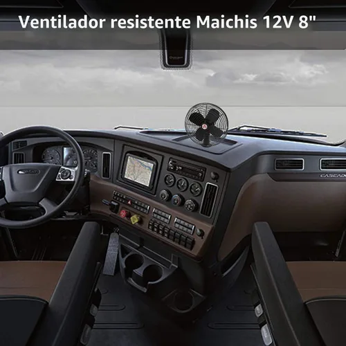 Vista 3 de Ventilador de metal resistente de 12 V, aspas de ventilador de 8 pulgadas con acabado negro e interruptor de 2 velocidades, ventilador eléctrico