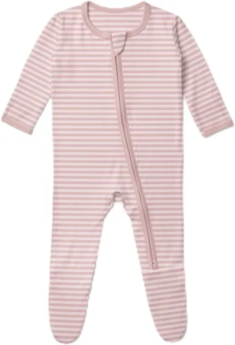 Vista 112 de KicKee Baby & Toddler - Pijama de viscosa ultrasuave de bambú con patas abatibles y puños