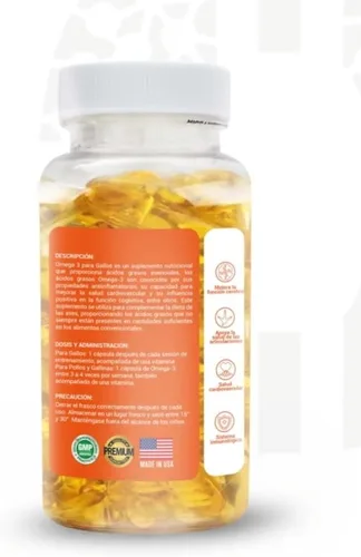 Vista 2 de Omega 3 para Gallos - Aceite de Pescado para Gallos EPA y DHA 120 cápsulas blandas