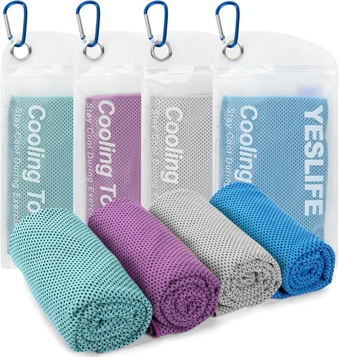 Vista 18 de YESLIFE Paquete de 4 toallas refrescantes de 40 x 12 pulgadas, toallas de gimnasio para hombres y mujeres, toallas de entrenamiento suaves y Negro