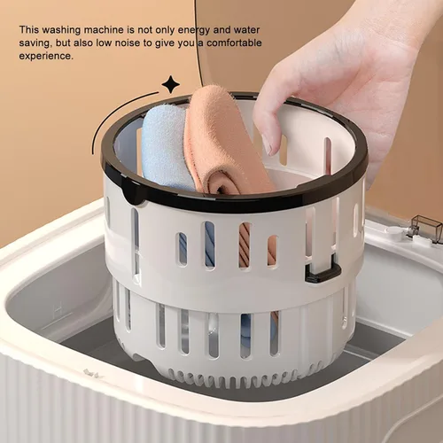 Vista 4 de Mini lavadora portátil plegable de ahorro de energía 3 modos para ropa infantil pequeños artículos 100-240V (enchufe de EE. UU.)