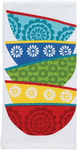 Vista 15 de T-fal Textiles Toalla de cocina de algodón tejido con estampado de doble cara, 16 x 26 pulgadas, estampado de tenedor