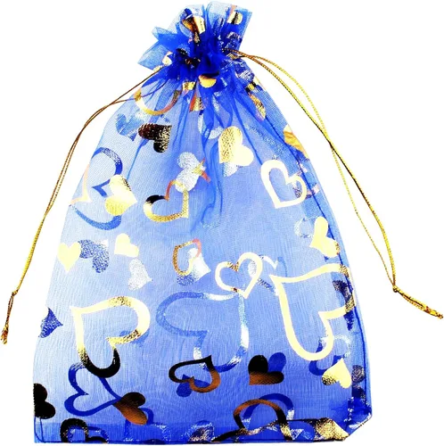 Vista 15 de QIANHAILIZZ 5 x 7 pulgadas 100 piezas corazón flor organza joyería bolsa de regalo bolsa de caramelo bolsa cordón boda favor bolsas P835