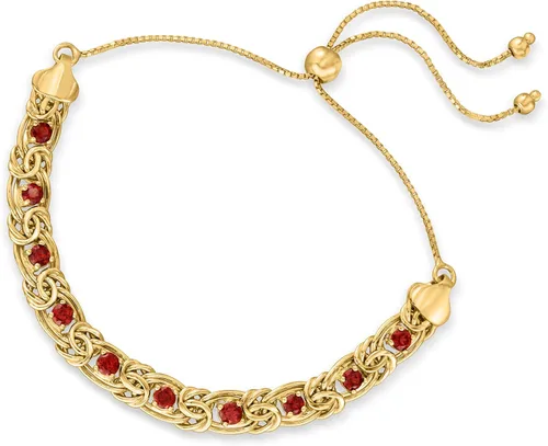 Vista 3 de Ross-Simons Pulsera bolo bizantino de piedras preciosas en esterlina, Gema, granate