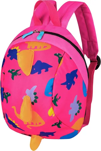 Vista 4 de YUPING Mochila de dinosaurio para niños pequeños con correa de seguridad para niños y niñas