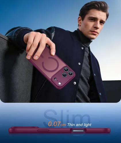 Vista 919 de FNTCASE Funda para iPhone 17 Pro: Fundas delgadas translúcidas de color azul claro compatibles con MagSafe, protección completa de la cámara