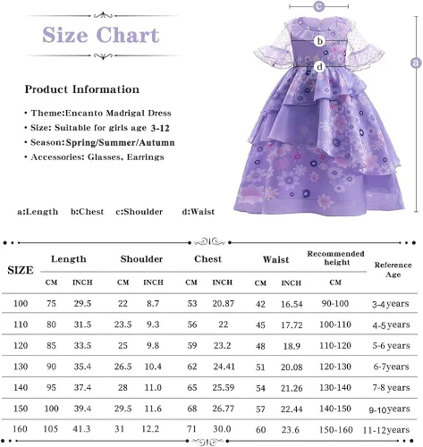 Vista 7 de LZH Encanto Mirabel Isabela Dress For Girls Dress up Cosplay Costume Outfit
