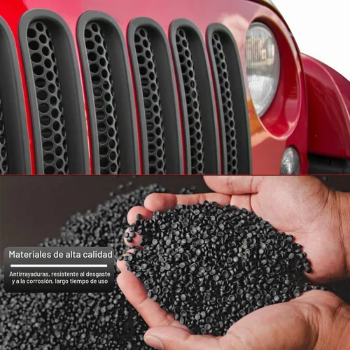 Vista 4 de RT-TCZ Versión de mejora Clip-on Rejilla frontal de malla Insertos compatibles con Jeep Wrangler JK JKU 2007-2015 (Negro mate)