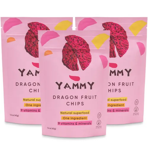 Vista 12 de Yammy Chips de fruta del dragón seca para refrescos (paquete de 5.6 oz, 4 unidades) - Como piezas de fruta del dragón liofilizada - Snack saludable