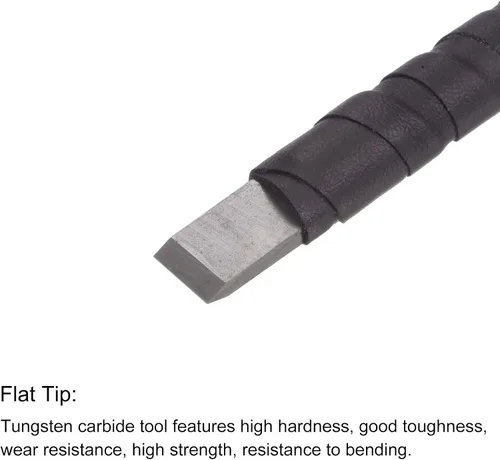 Vista 3 de uxcell Cuchillo para tallar cinceles de madera, 0.394 in de carburo de tungsteno punta plana herramienta de mano para carpintería Graver 5.906 in