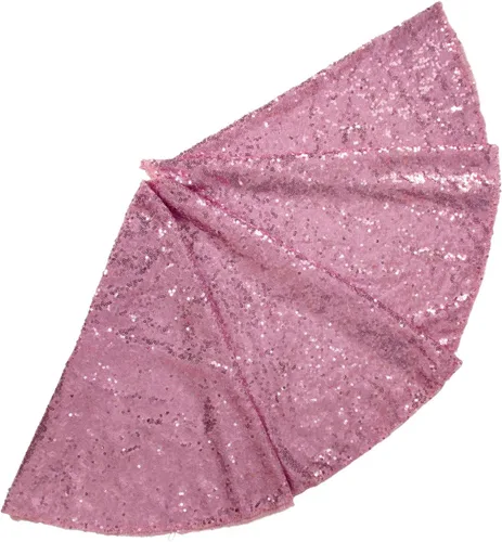 Vista 13 de ShinyBeauty Falda de árbol de Navidad rosa claro de 24 pulgadas, falda de lentejuelas para lápices/mini árboles, cubierta navideña para Año Nuevo