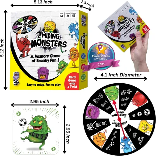 Vista 6 de Juegos de memoria ganadores del premio Hiding Monsters para niños de 4 a 8 años con una rueda giratoria. Divertido y fácil de jugar. Juegos a juego