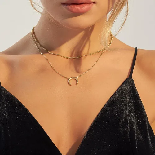 Vista 2 de Bestelly Layered Necklace for Women- 14k Gold Plated Dainty Disc Choker Necklace Coin Disc Pendant Necklace for Women