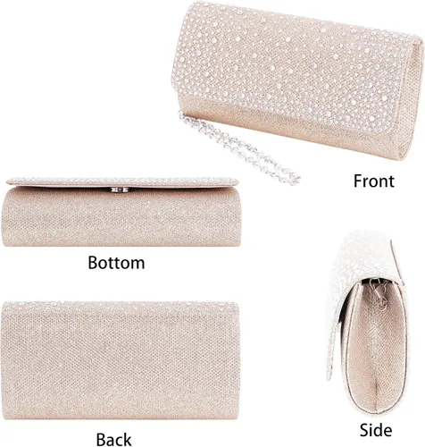 Vista 4 de Naimo - Deslumbrante bolsa pequeña de solapa, con cadena desmontable para eventos nocturnos.