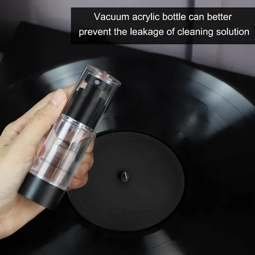 Vista 6 de SpinArt Kit de limpieza de discos de vinilo 8 en 1, incluye cepillos de terciopelo suave y microfibra, solución de limpieza LP, gel de lápiz