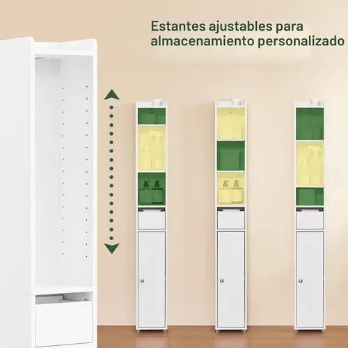 Vista 12 de SoBuy Gabinete de almacenamiento de baño pequeño, tamaño múltiple, blanco