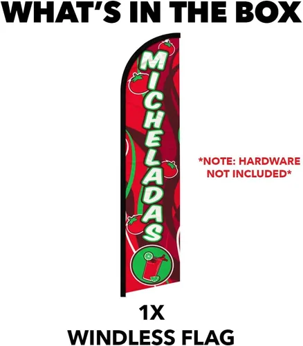 Vista 4 de Bandera de Micheladas sin viento, ideal para restaurantes, camiones de comida, ferias, eventos de carnaval y negocios