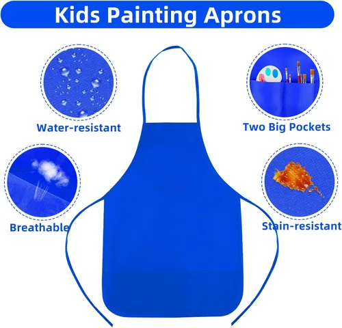 Vista 3 de CHRORINE Paquete de 6/12/24 Delantales de Pintura para Niños Pequeños Delantales de Arte para Niños Delantal de Pintura Bata para Pintura Cocina