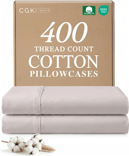 Vista 10 de Juego de 2 fundas de almohada 100 % algodón de 400 hilos, sin arrugas ni decoloración, protectores lavables a máquina, ropa de cama de hotel