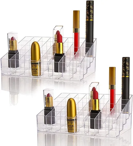 Vista 5 de Magik 24-40 Rejilla de lápiz labial soporte de maquillaje Estuche de exhibición cosmético multiusos acrílico organizador (1, 40 rejillas)