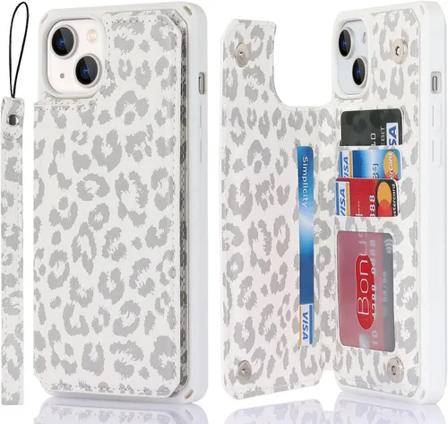 Vista 24 de Cavor para iPhone 14 Plus Funda tipo cartera con tarjetero, Funda tipo cartera para iPhone 14 Plus para mujeres, Doble cierre magnético a prueba