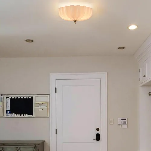 Vista 6 de Lámpara de techo dorada de latón para dormitorio, luz de techo empotrada, lámpara de techo moderna dorada para entrada, baño, sala de estar