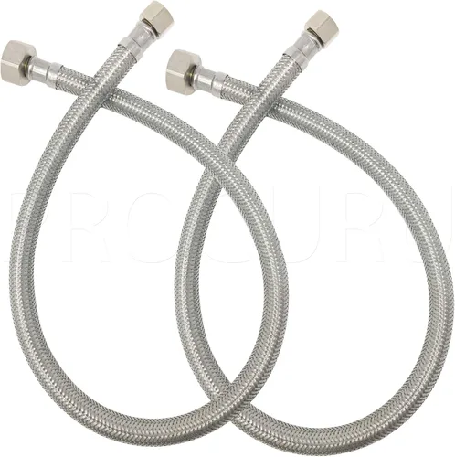 Vista 9 de PROCURU - Conector de manguera de grifo FIP de 12 pulgadas (1 pie) x 3/8 pulgadas Comp x 1/2 pulgadas, línea de suministro trenzada de acero
