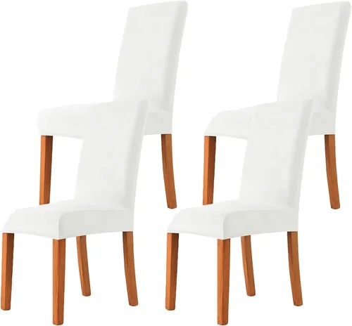 Vista 58 de Velvet Chair Covers Beige Gray, Stretch Dining Room Chair Covers 2 Pack, Super Fit Dining Chairs Slipcovers Spandex Washable Kitchen Parson Chair