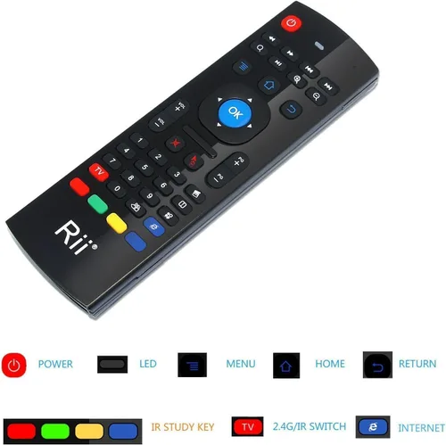 Vista 4 de Rii MX3 Multifunción 2.4G Fly Mouse Mini Teclado Inalámbrico y Control Remoto Infrarrojo y 3-Giroscopio + 3-Gsensor para Google Android Smart TV